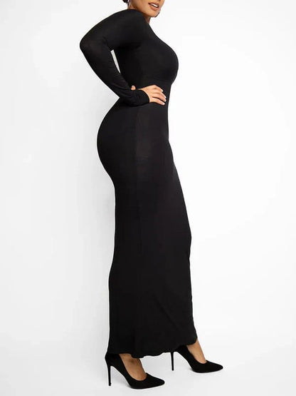 CurvyPower | NL Maxi Dress Built In Shapewear Long Sleeve Bodycon Maxi Dress