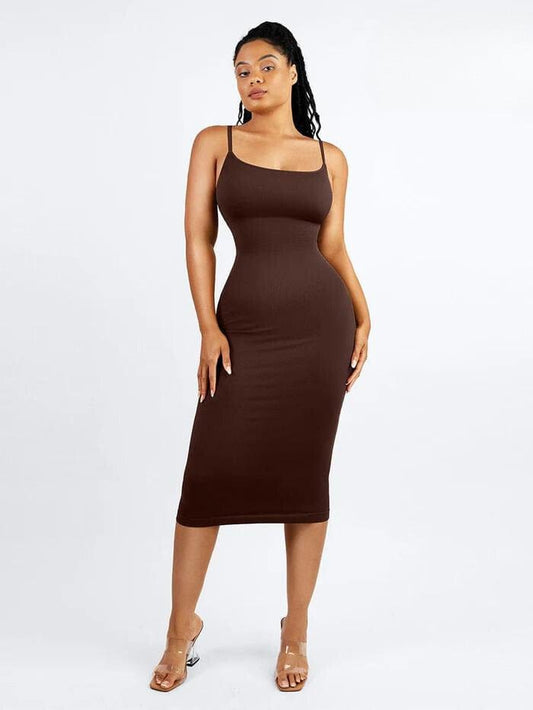 CurvyPower | NL Midi Dress Dark Brown / XS/S Waist Control Bodycon Shapewear Midi Dress